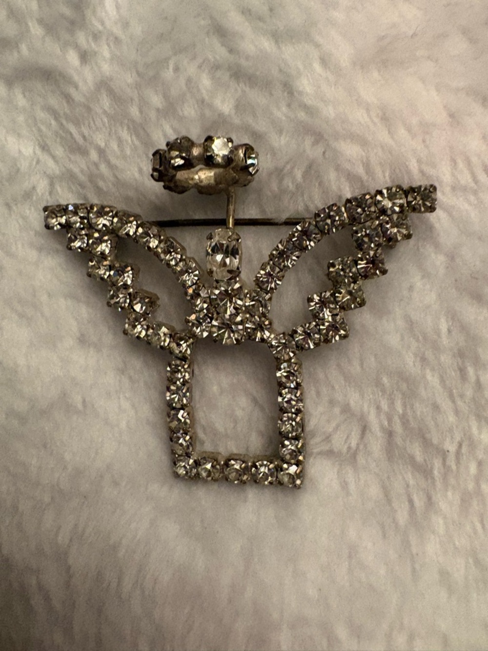 Crystal Angel Wing Brooch - Silver Rhinestone Pin